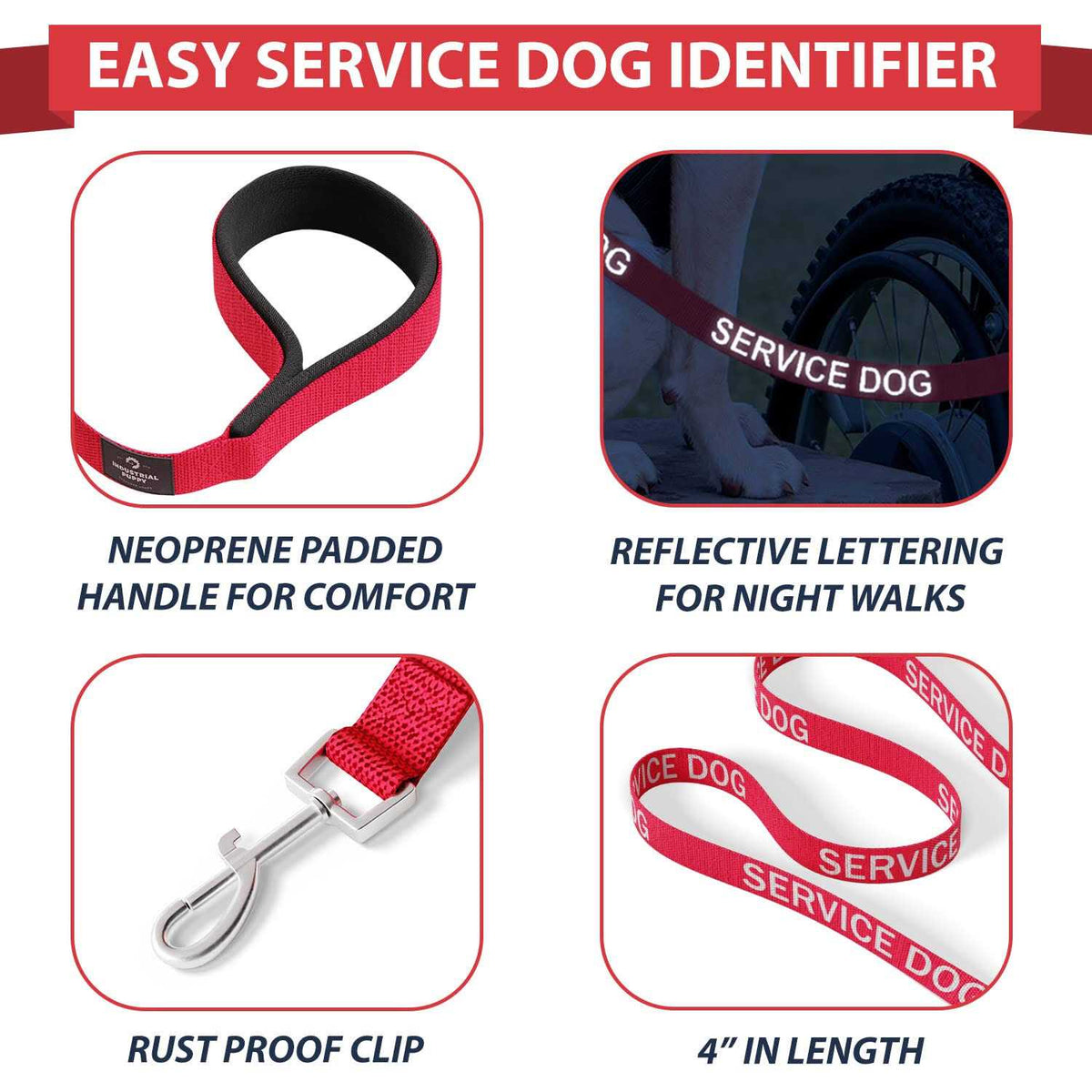 Service Dog Vest with Hook and Loop Straps & Leash Set P750398