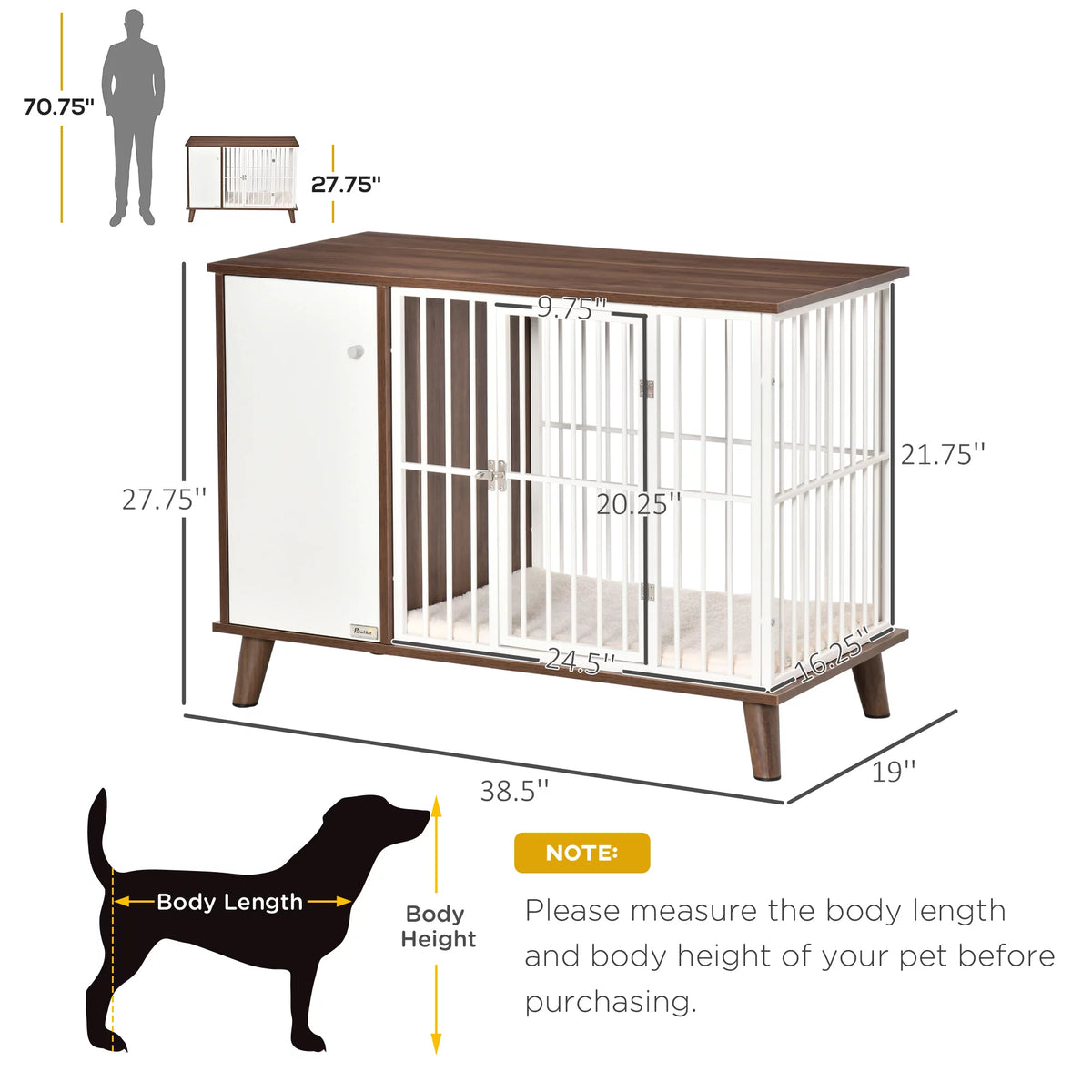 Wooden Dog Kennel End Table with Cushion W74132