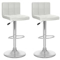White Adjustable Leatherette Bar Stool Set of 2 Q397