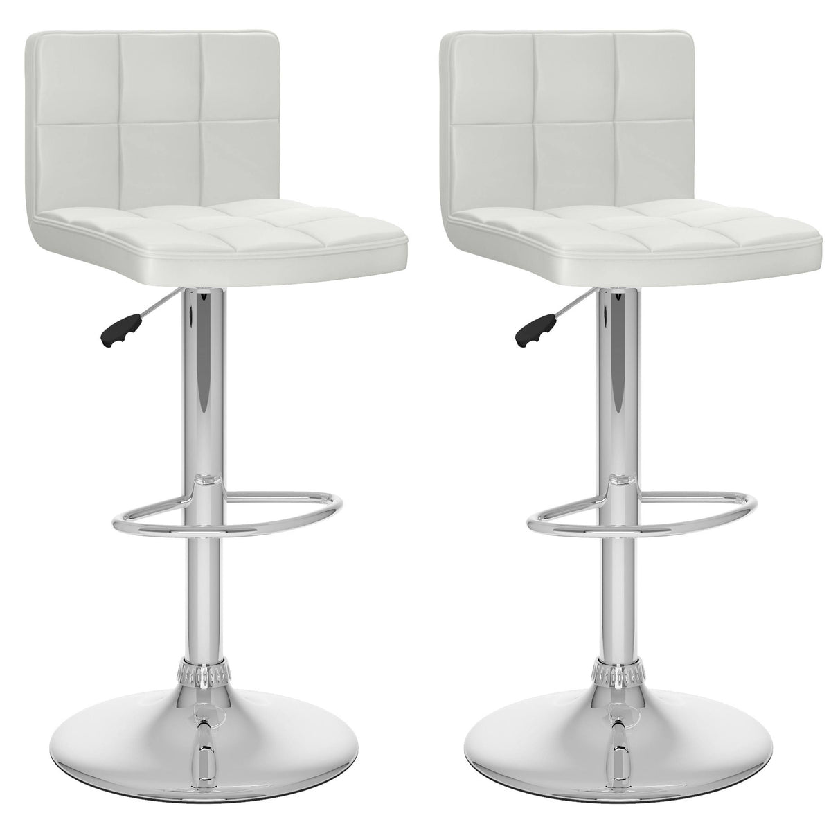 White Adjustable Leatherette Bar Stool Set of 2 Q397
