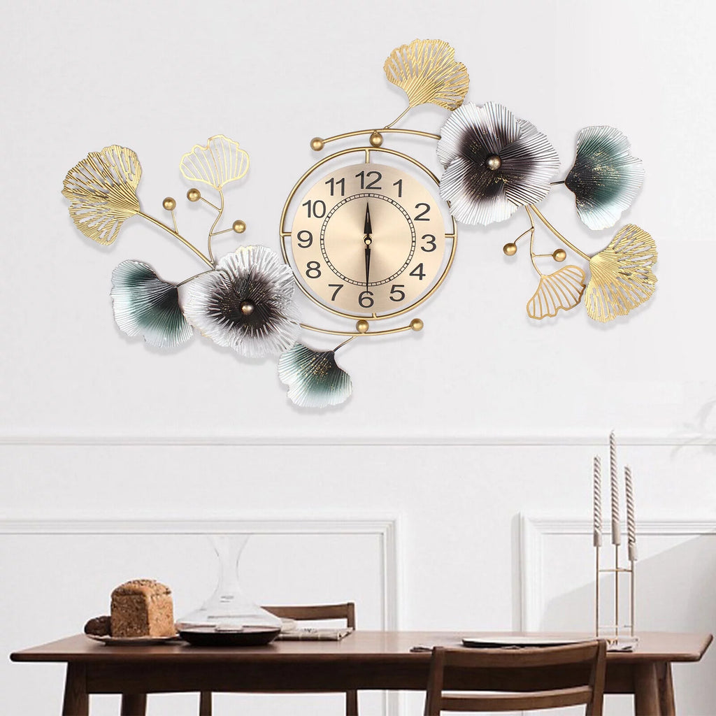 Ginkgo Leaf Wall Clock 90*45cm Mute Battery Operated J27781