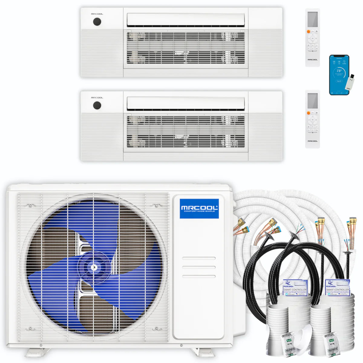 30,000 BTU 2 Zone Ceiling Cassette Ductless Air Conditioner and Heat Pump D13552