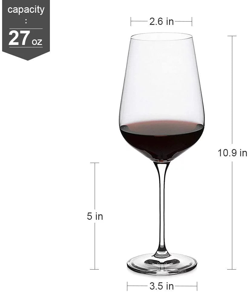 Clear 27 oz Long Stemmed Crystal Wine Glasses Set of 2 P3379