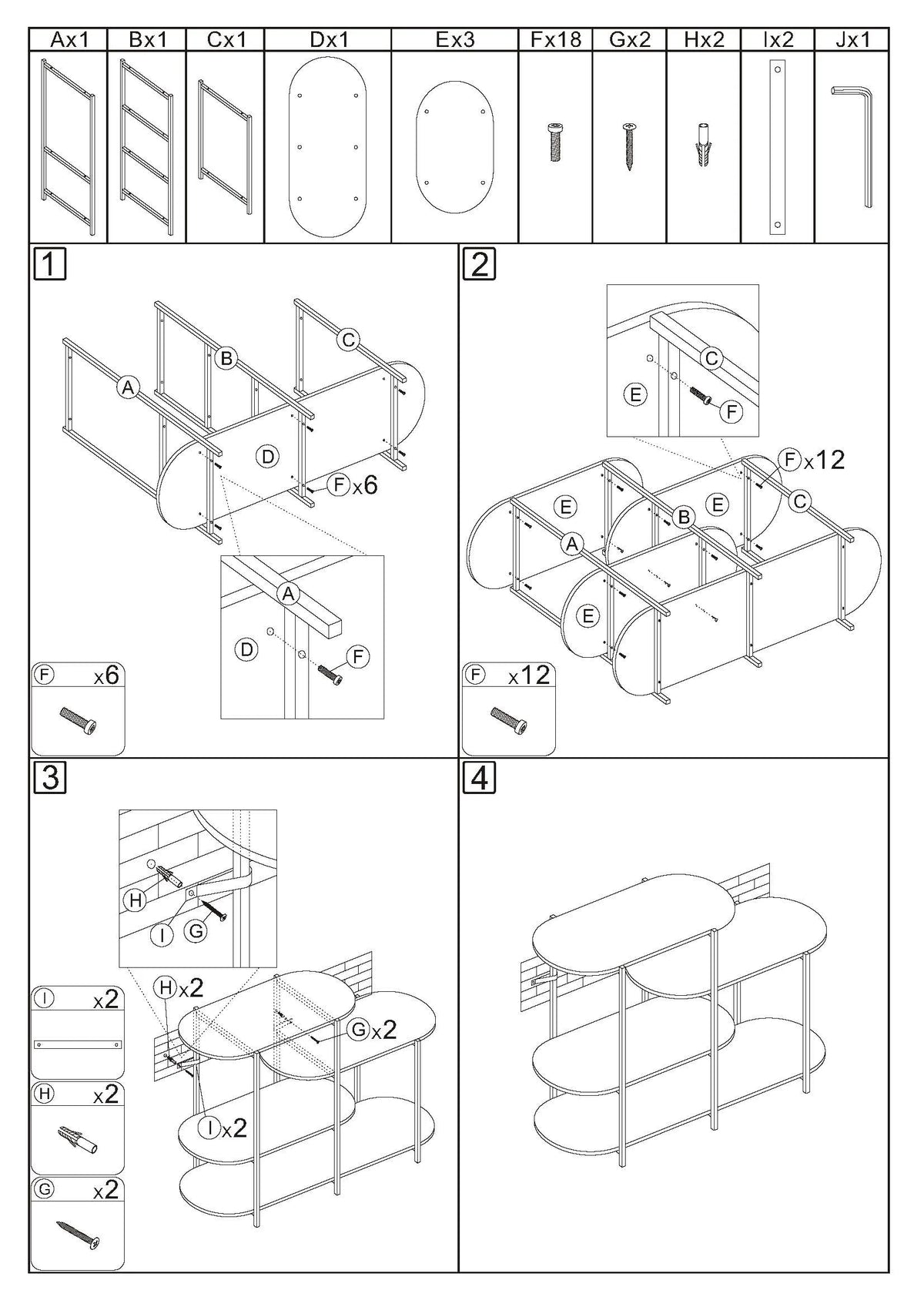 4-Tier Marble White Storage Shelf Z1587