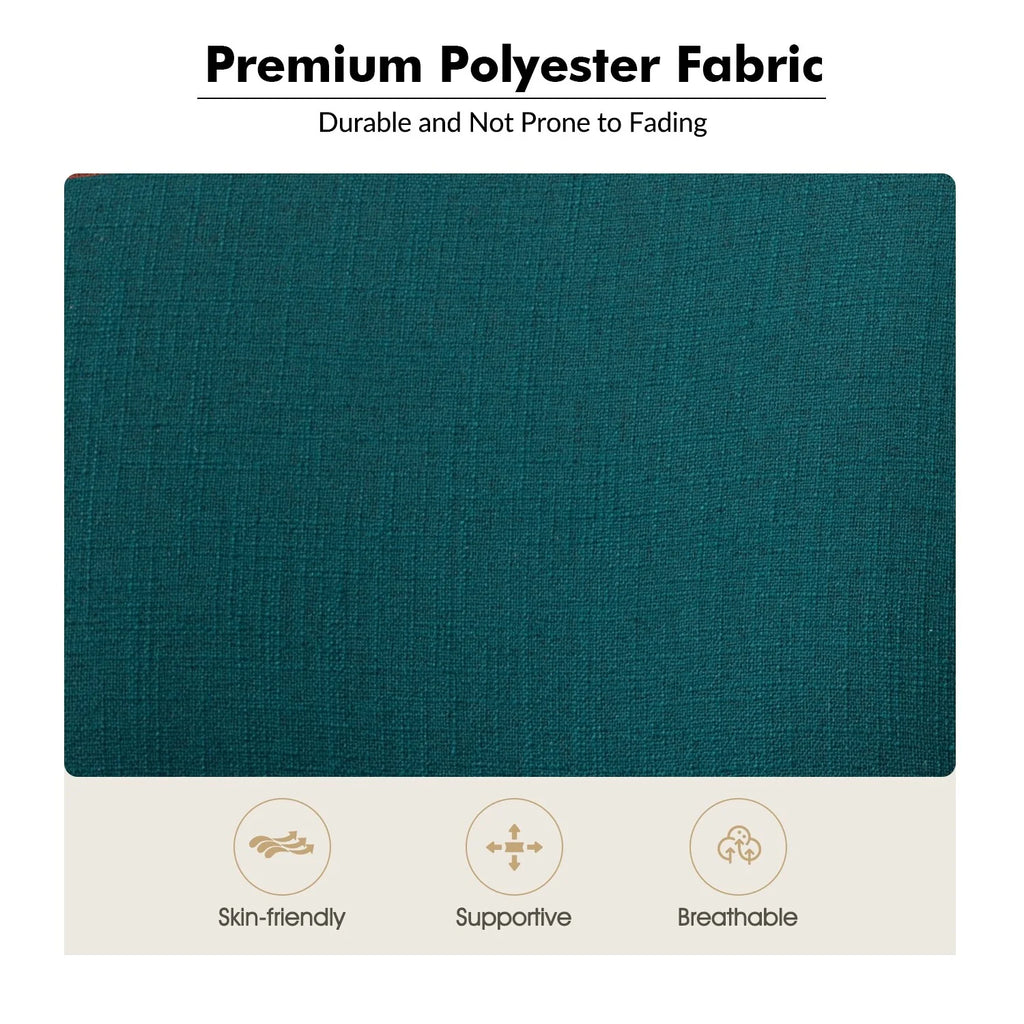 Teal Upholstered Accent Chair with Turned Wooden Legs and Nailhead Trim B387