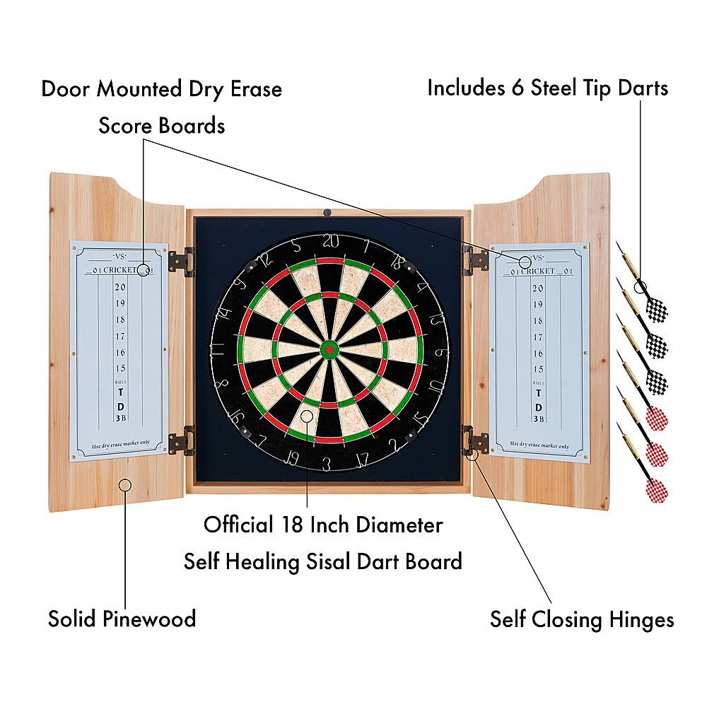 Dart Cabinet Set with Darts and Board O6196