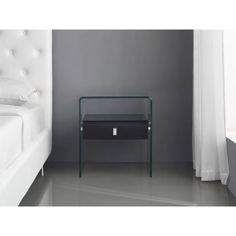 High Gloss Black Lacquer Nightstand / End Table N91330
