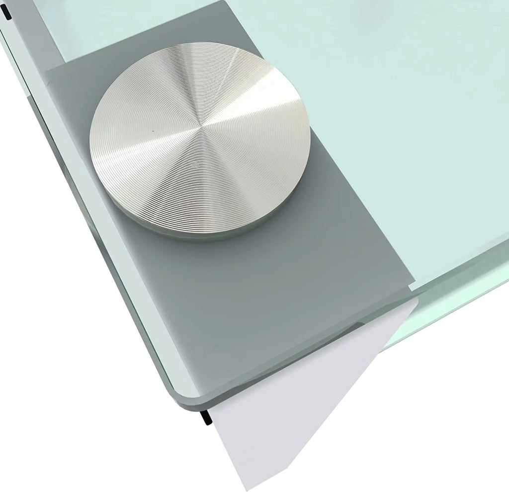 Glass End Table, 2 Layer White Small Corner Table V25306