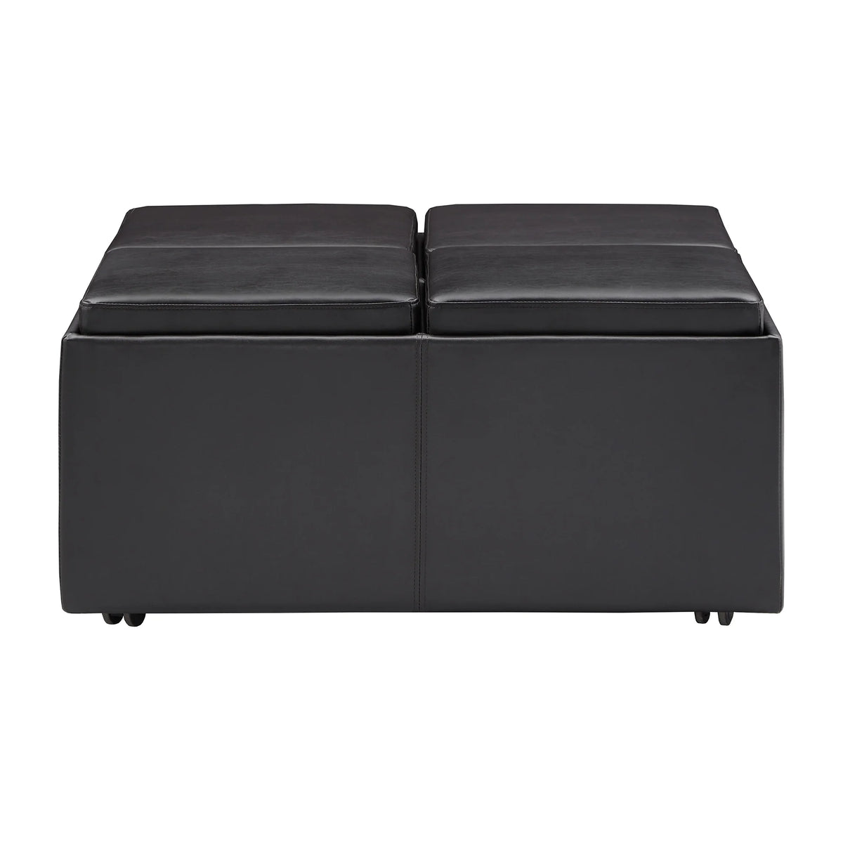 Dark Brown Faux Leather Storage Ottoman with 4 Trays I96435