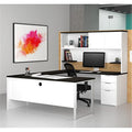 Deep Grey & Black U-Desk With Hutch X581489