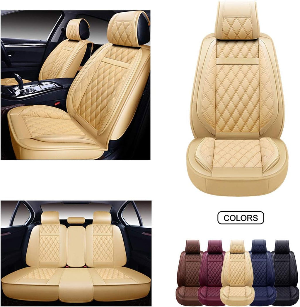 Brown Faux Leatherette Car Seat Covers Set T4590