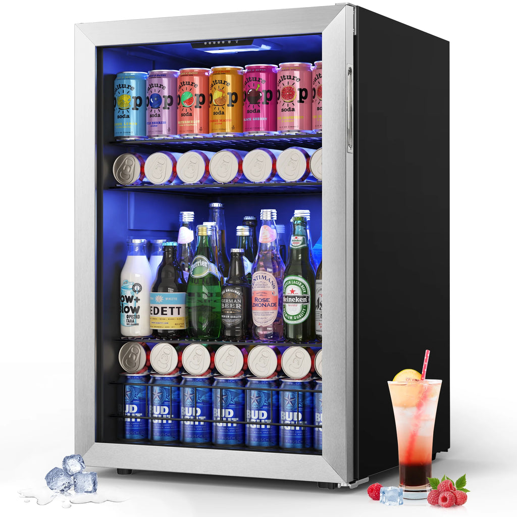 141-180 Can Freestanding Mini Beverage Refrigerator with Glass Door J2382