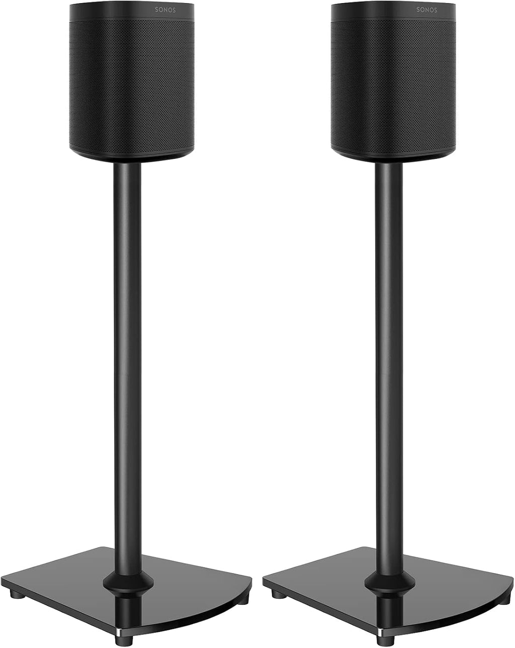 Black Heavy Duty Floor Speaker Stands Pair with Cable Management D299