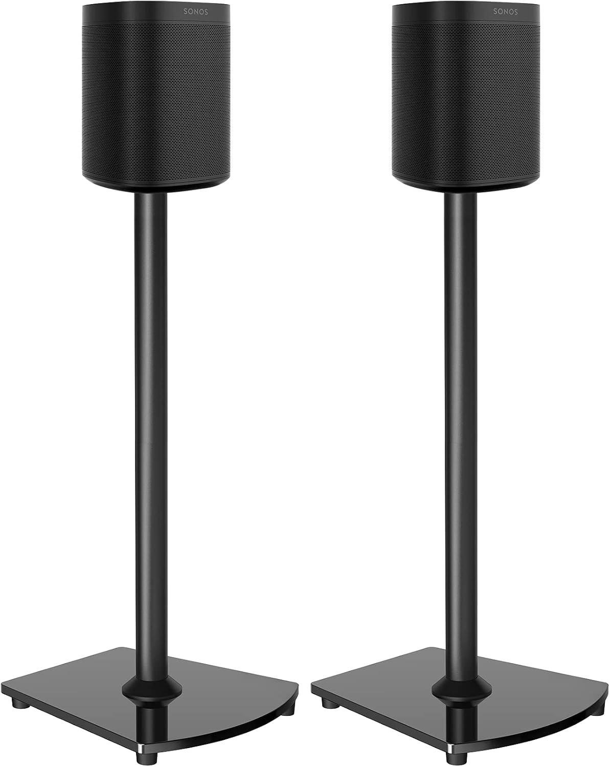 Black Heavy Duty Floor Speaker Stands Pair with Cable Management D299