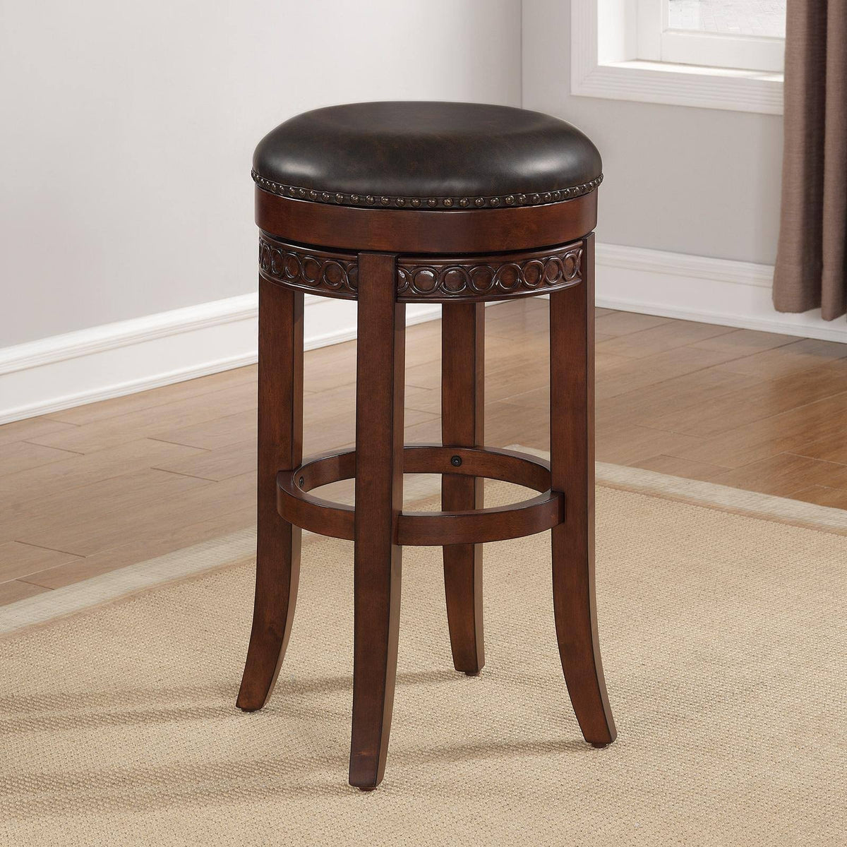 Brown Backless Swivel Counter Stool F450789