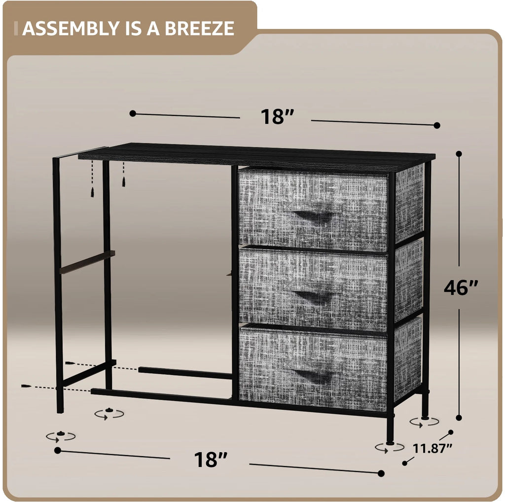 5 Drawer Fabric Storage Dresser with Wood Top P328120