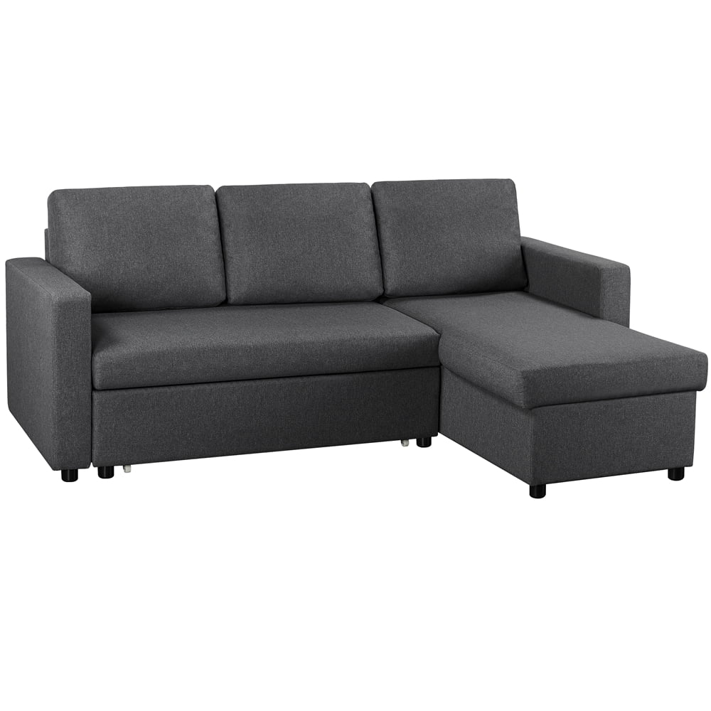 Dark Gray Reversible L-Shaped Sectional Sofa with Pull Out Bed Z204