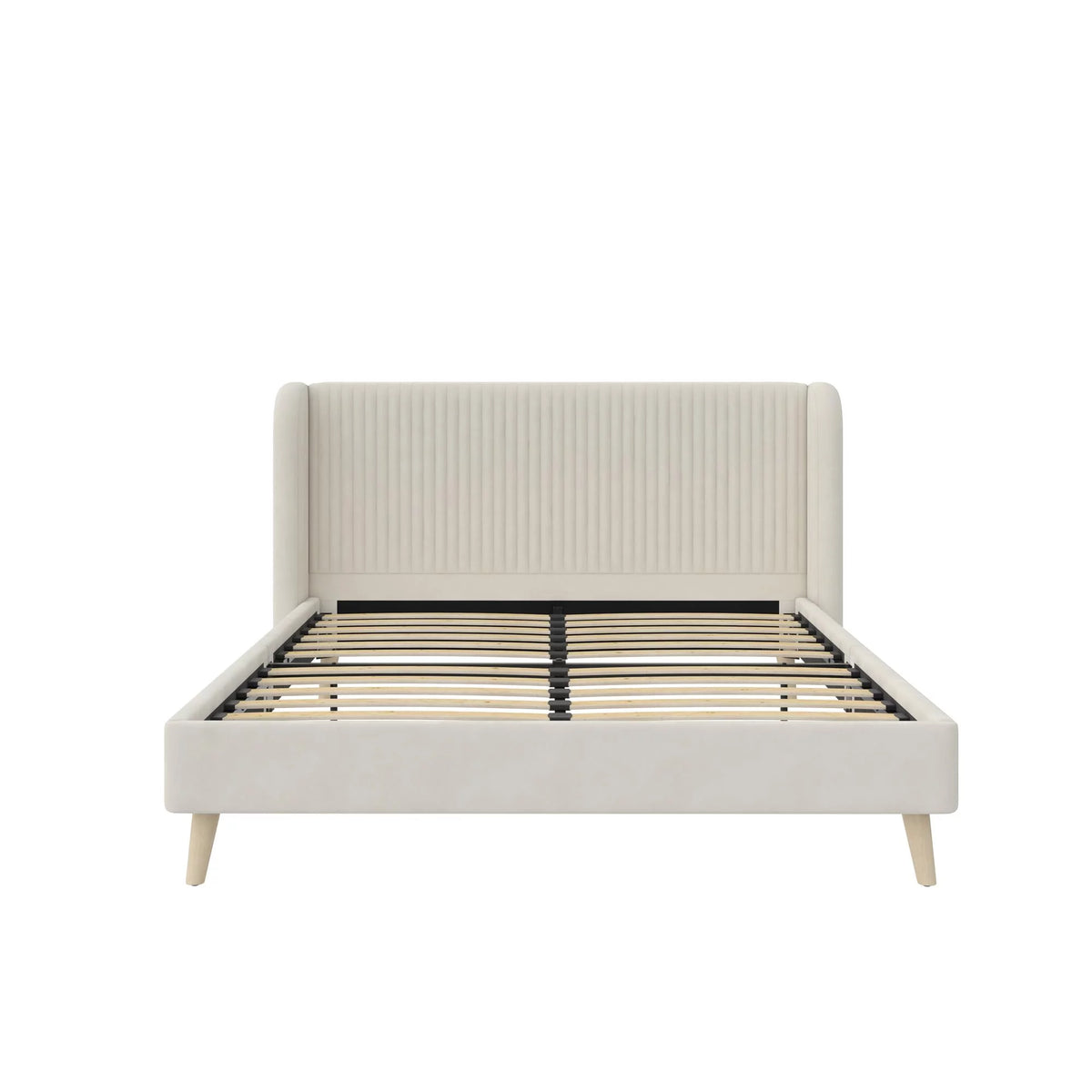 Ivory Velvet Queen Upholstered Bed I4950