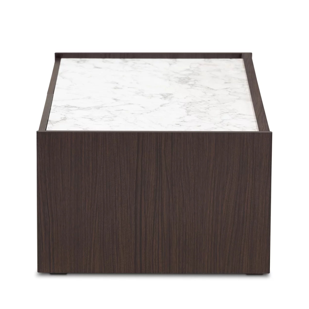Dark Brown Gold Wood Coffee Table with Faux Marble Top A82026