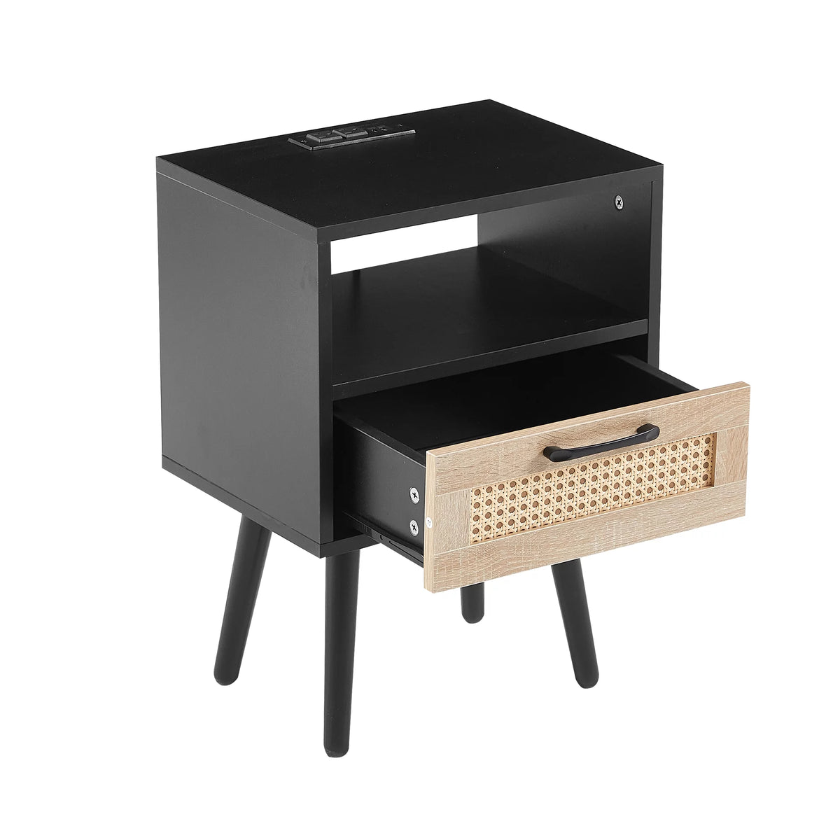 15.75" Rattan End Table with Power Outlet & USB Ports I9619