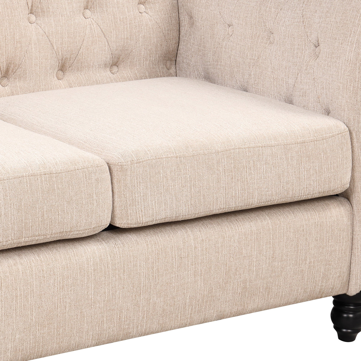 3 Seater Button Tufted Upholstered Sofa with Rolled Arms G2497