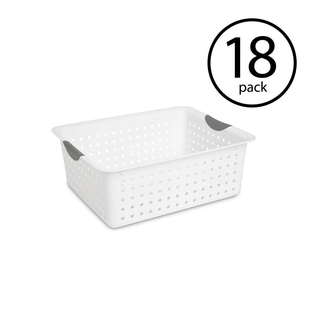 Large White Plastic Storage Bin Organizer Basket 18 Pack L1201