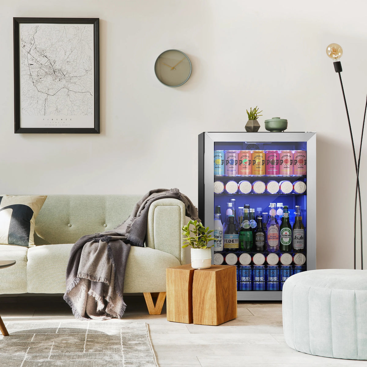 141-180 Can Freestanding Mini Beverage Refrigerator with Glass Door J2382