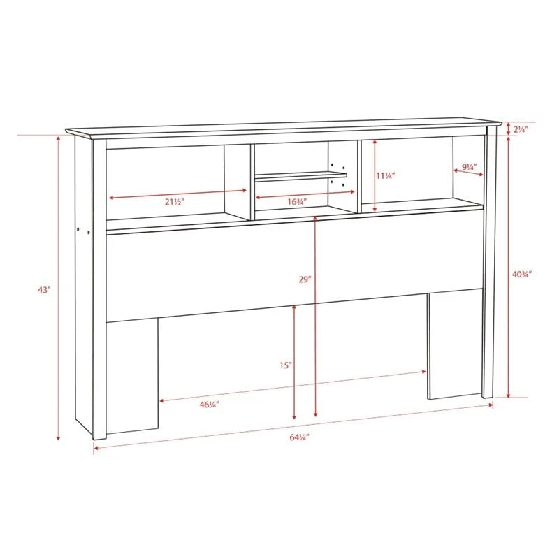 White Full/Queen Bookcase Headboard L7150