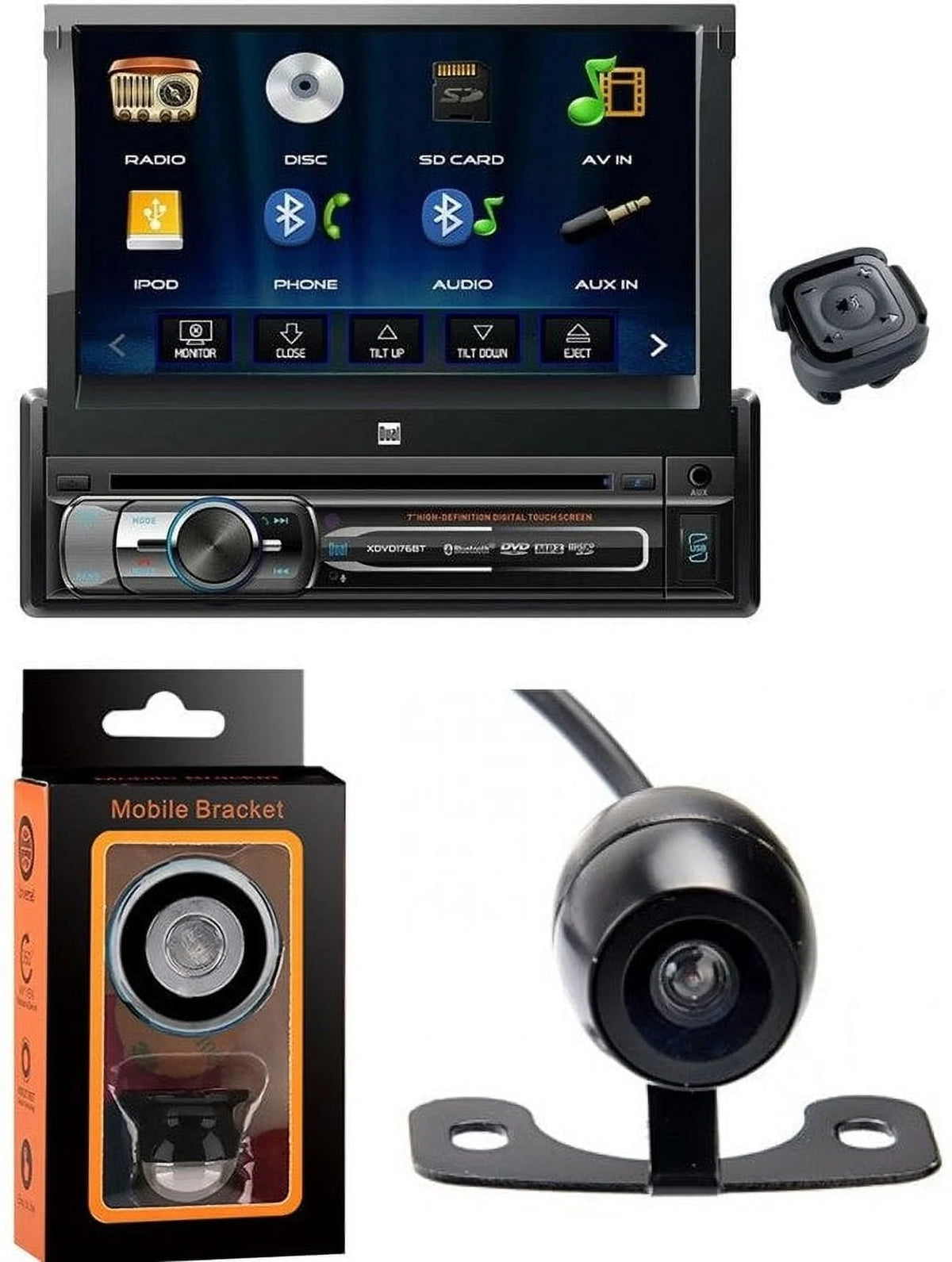 7 LED Backlit Touchscreen Single DIN Car Stereo B10826