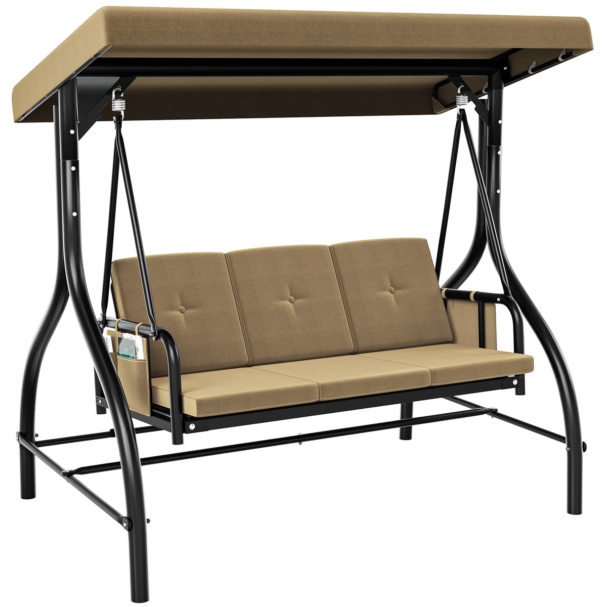 3-Seats Outdoor Patio Swing Chair with Adjustable Canopy and Removable Cushion U548