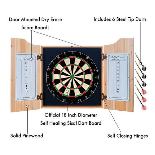 Dart Cabinet Set with Darts and Board O6196