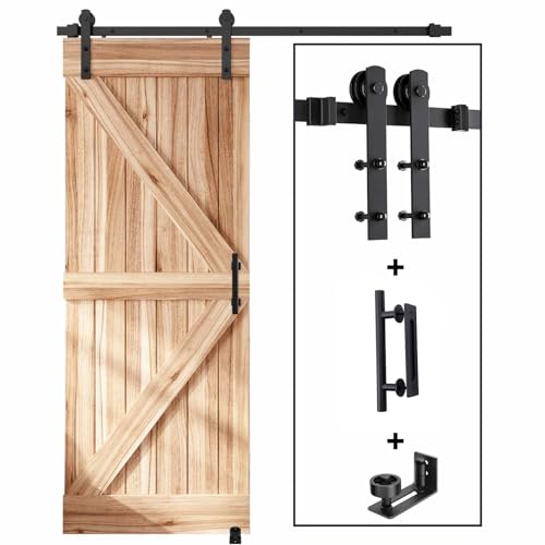 12 FT Double Sliding Barn Door Track and Handle Hardware Kit Z56775