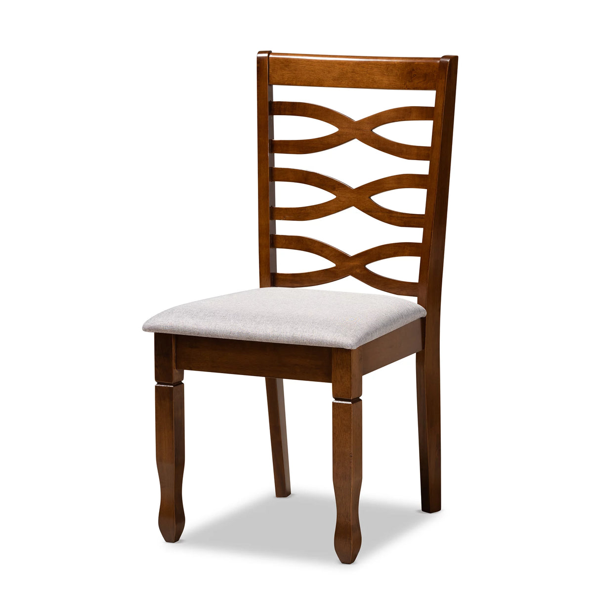 Grey Fabric Upholstered Walnut Brown Wood 7-Piece Dining Set Q914096