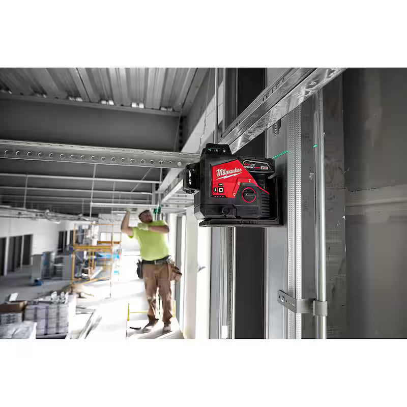 12-Volt Cordless Green 3-Plane Laser Level Kit X3427
