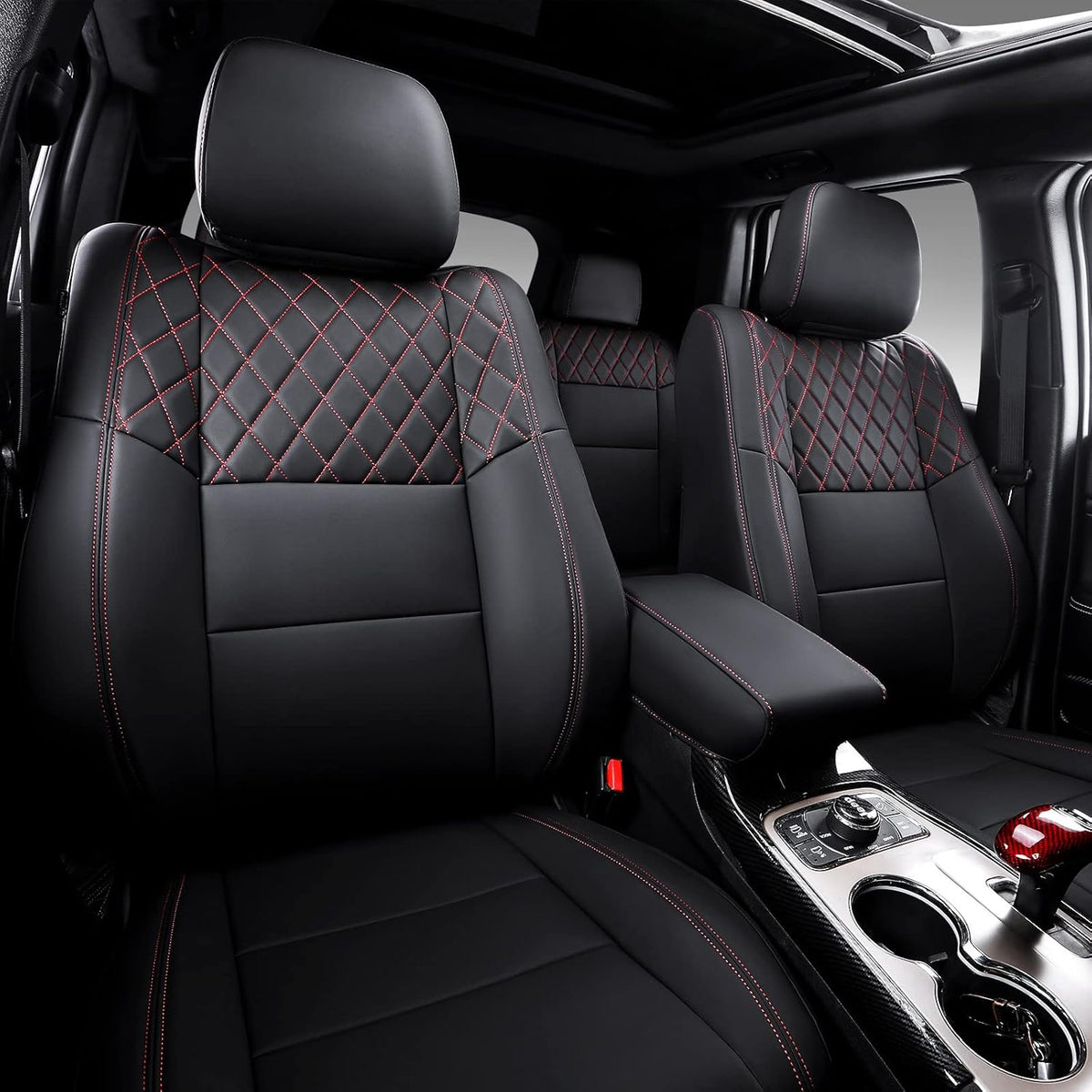 Jeep Grand Cherokee Seat Covers Full Set Black Red V4730