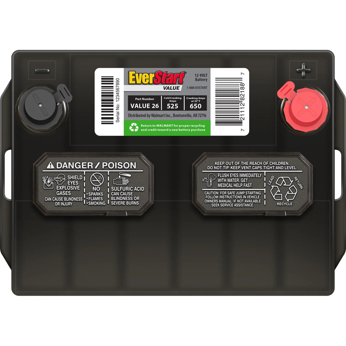 Lead Acid Automotive Battery Group Size 26 12 Volt 525 CCA Z52929
