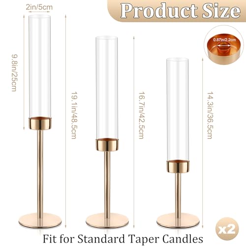 Black Set of 6 Glass Taper Candle Holders W6813