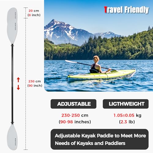 Adjustable Fiberglass Shaft Nylon Blade Kayak Paddle N436143