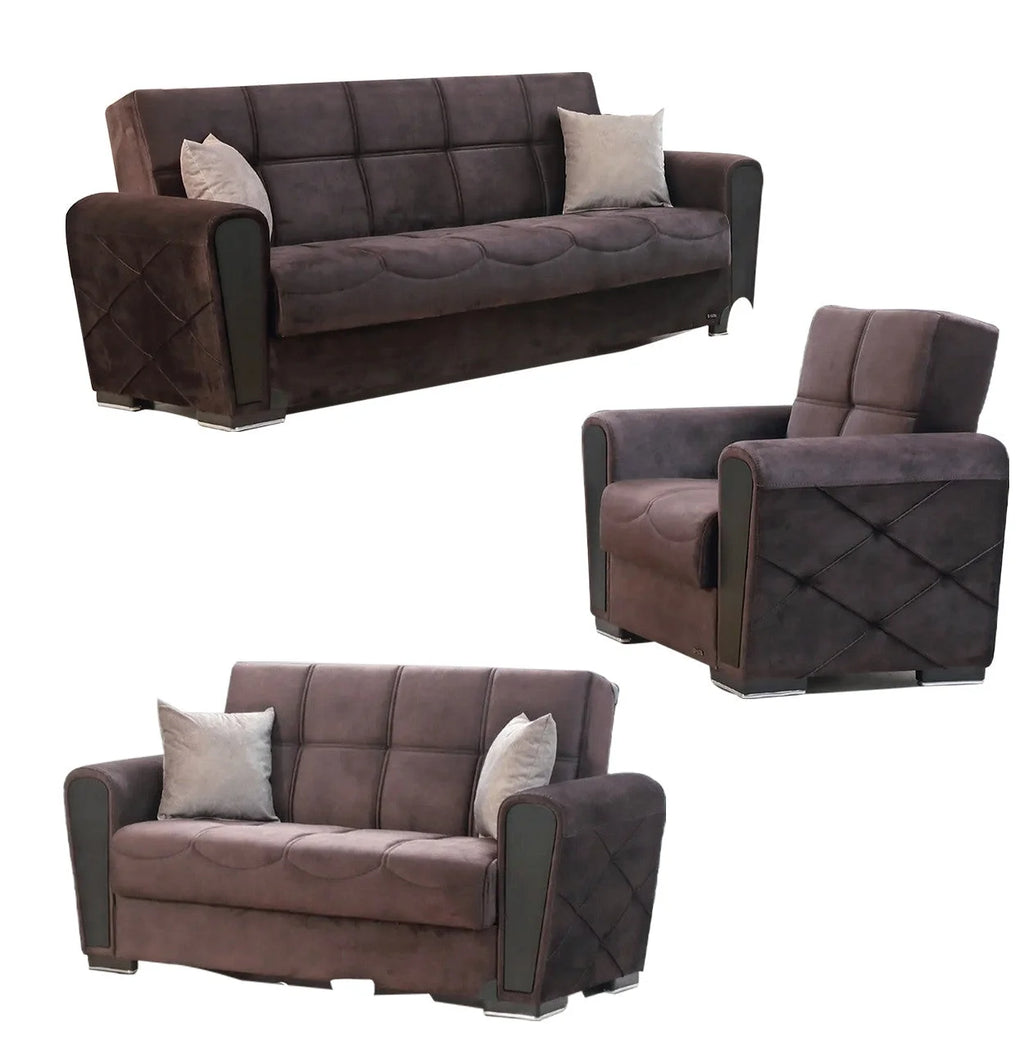 Dark Brown Fabric Loveseat P12307