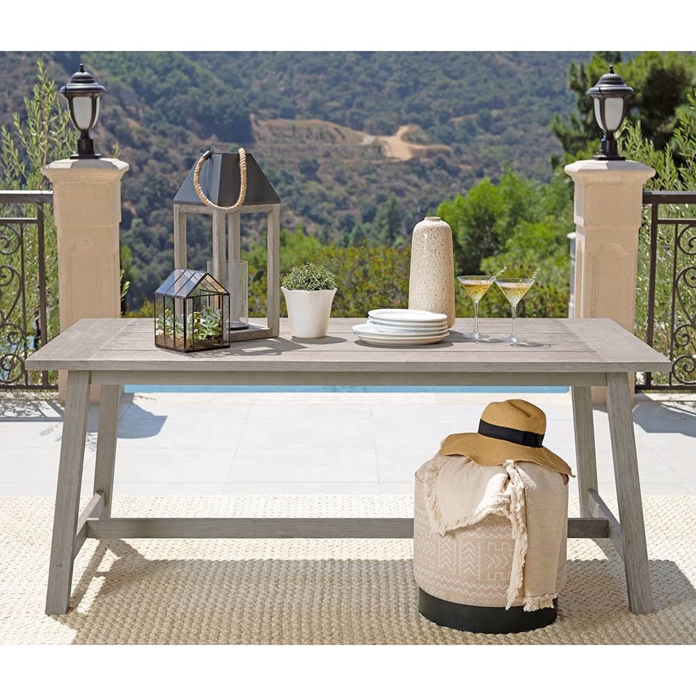 Light Brown Eucalyptus Wood Rectangular Outdoor Dining Table V1673