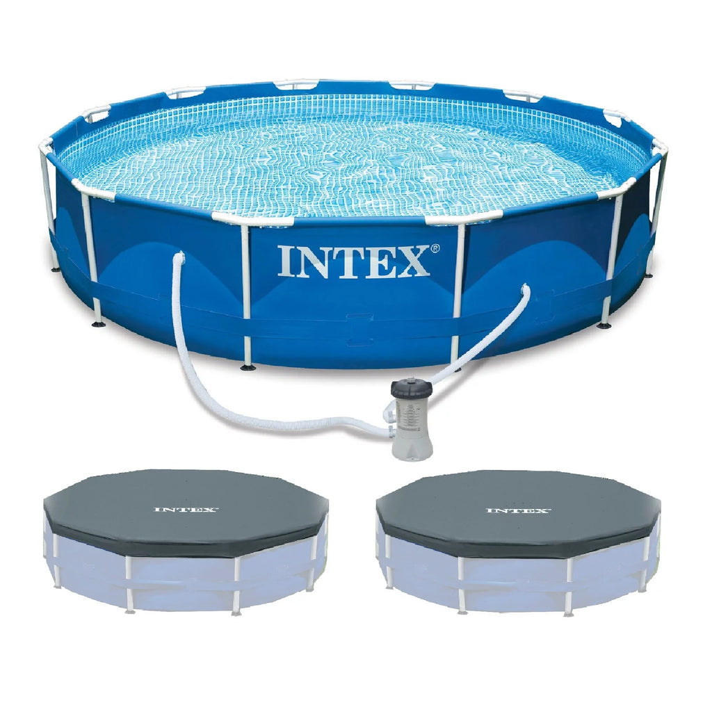 12'x30 Metal Frame Swimming Pool with Filter Pump & Pool Cover X636399