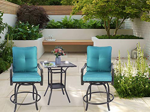 High Swivel Counter Height Patio Bar Stools (Aqua) Y775538