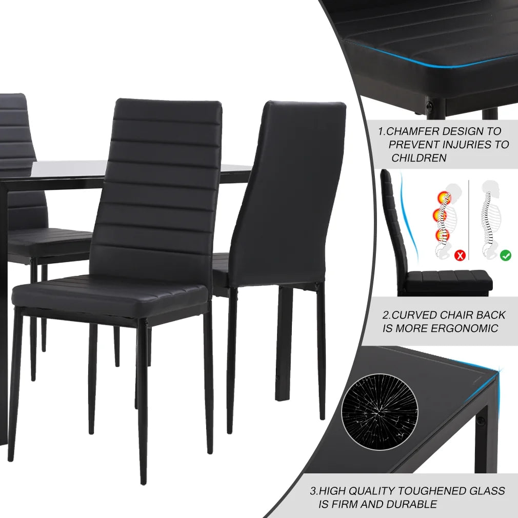 5-Piece Dining Set with 4 Upholstered Chairs C6075