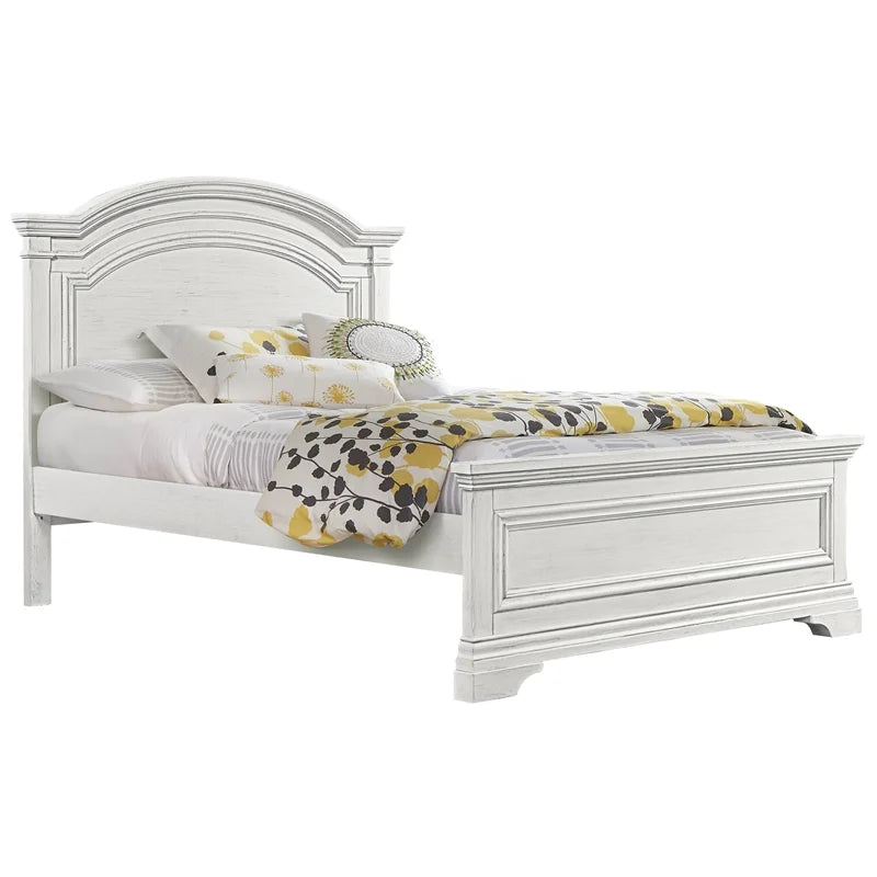 Brushed White Wood Full Bed U10213