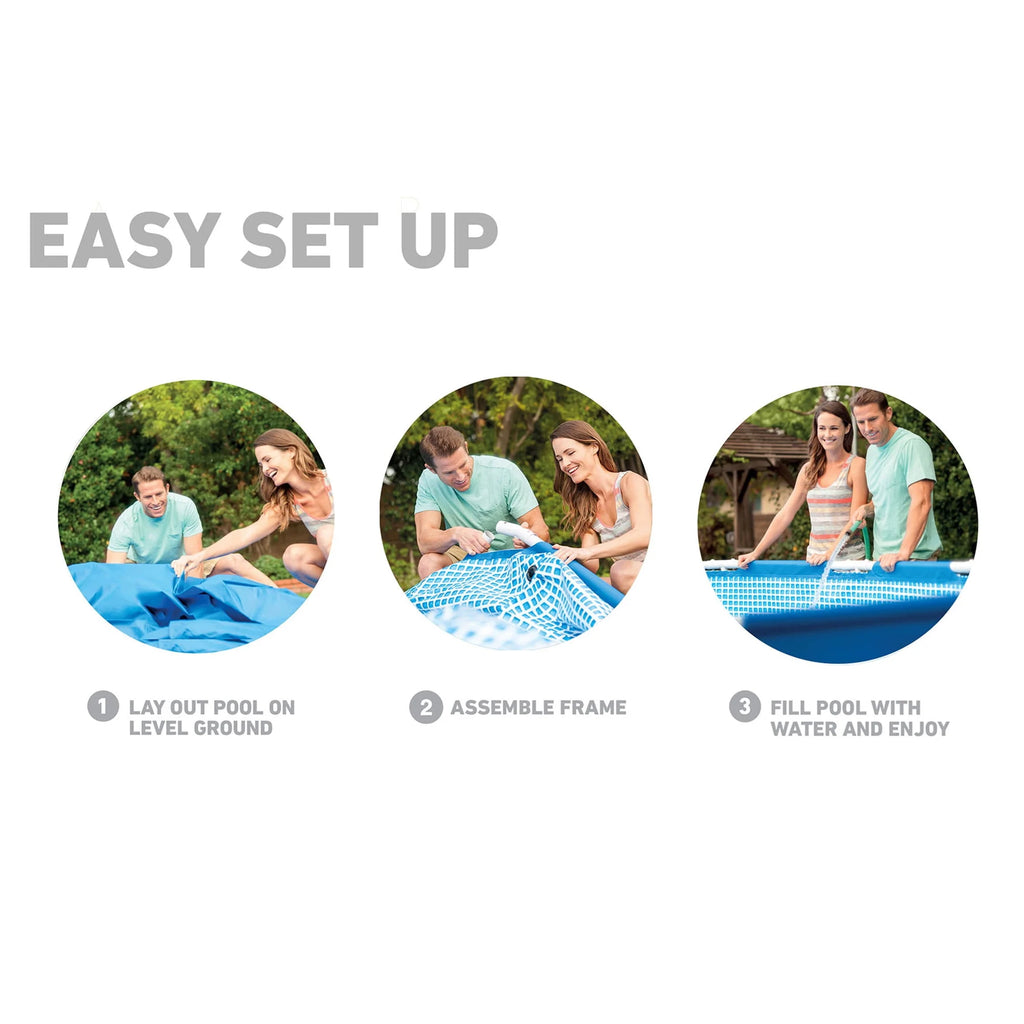 18ft x 48in Metal Frame Swimming Pool Set with Pump E43752