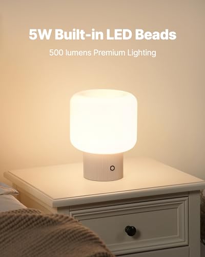 5W Cordless Rechargeable Glass Shade LED Table Lamp N777206