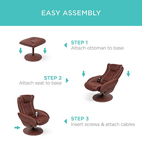 Brown Faux Leather Electric Massage Recliner with Stool O54037