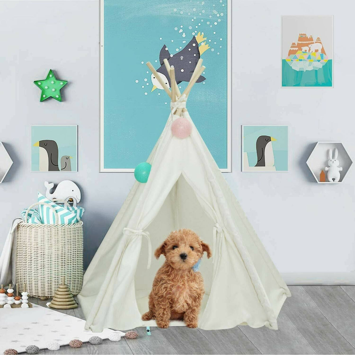 Foldable Cotton Canvas Pet Bed V1076