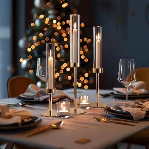 Black Set of 6 Glass Taper Candle Holders W6813
