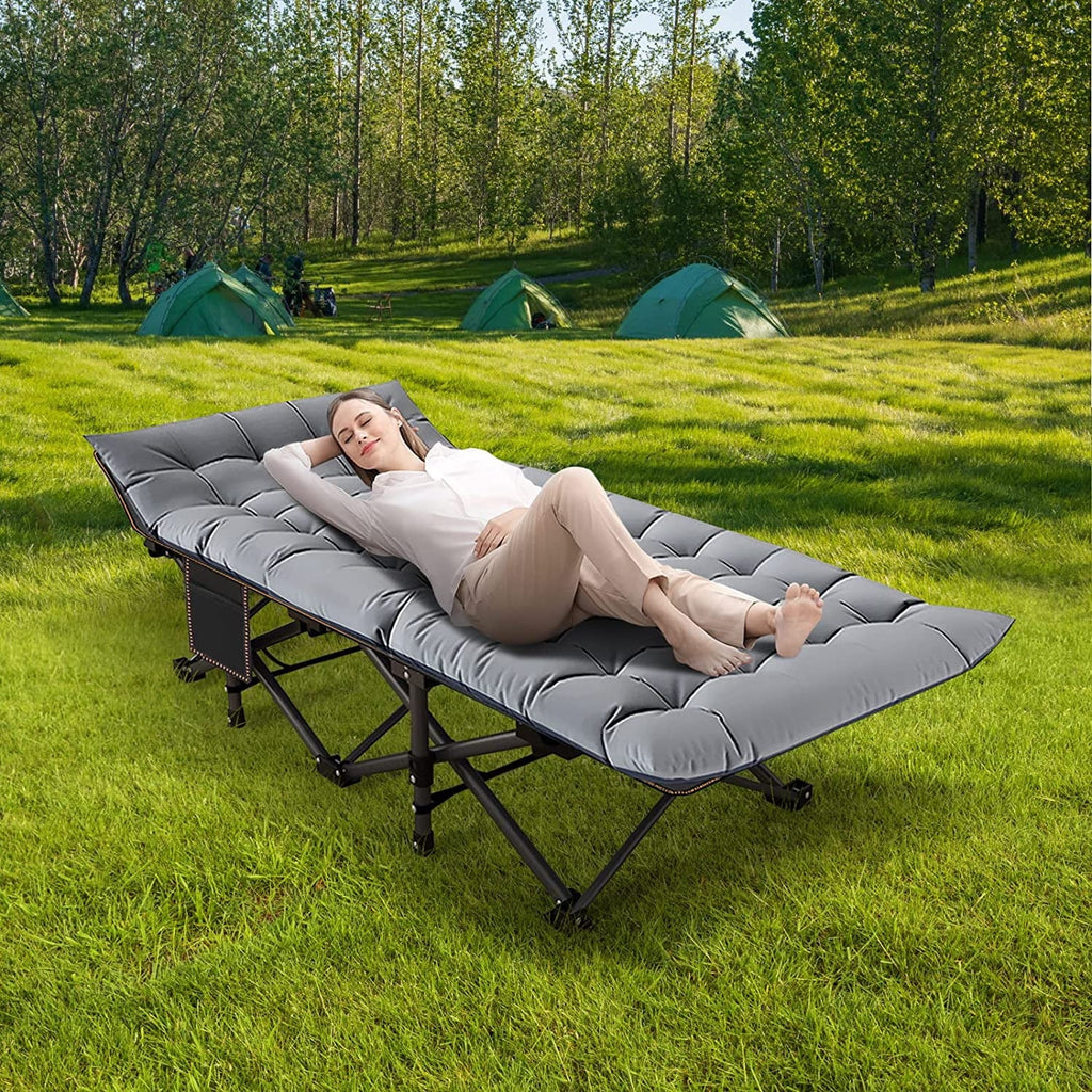 Oversized XXL Folding Camping Cot with Cushion & Carry Bag V412